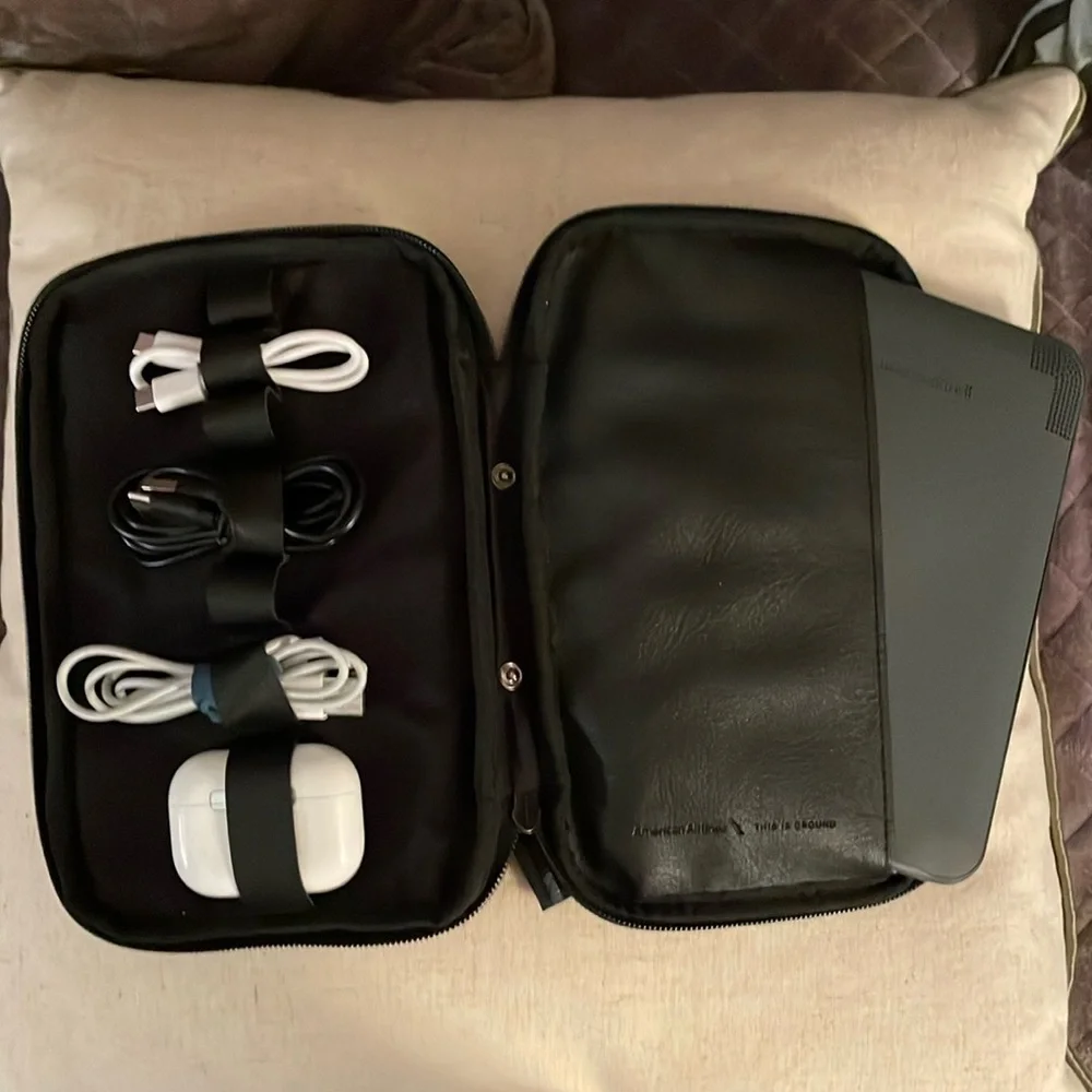 Electronic cables and iPad mini or kindle storage case